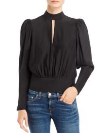 FRAME Puff-Sleeve Keyhole Silk Top  Women - Bloomingdale s at Bloomingdales