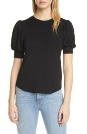 FRAME Puff Sleeve Top in Navy Size Small at Nordstrom