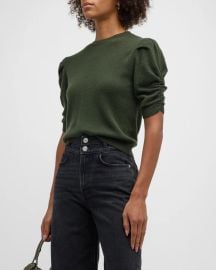 FRAME Ruched Cashmere-Wool Sweater at Neiman Marcus