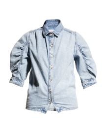 FRAME Ruched Puff-Sleeve Denim Shirt at Neiman Marcus