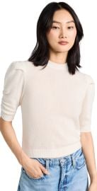 FRAME Ruched Sleeve Cashmere Sweater Cream XS at Shopbop