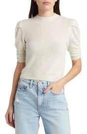 FRAME Ruched Sleeve Recycled Cashmere Wool Sweater at Nordstrom