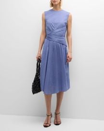 FRAME Ruched Sleeveless Midi Dress at Neiman Marcus