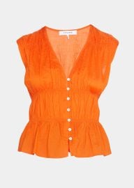 FRAME Ruched V-Neck Sleeveless Blouse - at Bergdorf Goodman