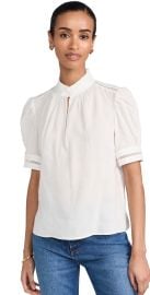 FRAME Ruffle Collar Inset Lace Top White M at Shopbop