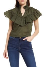 FRAME Ruffle Flounce Top in Fatigue  at Nordstrom