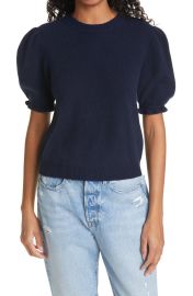 FRAME Ruffle Puff Sleeve Recycled Cashmere Sweater at Nordstrom