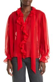 FRAME Ruffle Silk Shirt at Nordstrom