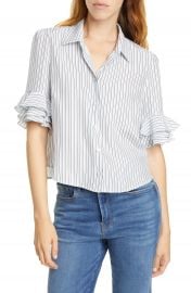 FRAME Ruffle Sleeve Silk Top   Nordstrom at Nordstrom