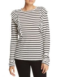 FRAME Ruffled Striped Linen Tee Women - Bloomingdale s at Bloomingdales