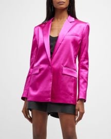 FRAME Satin Strong Shoulder Blazer at Neiman Marcus