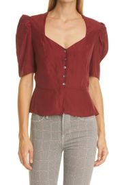 FRAME Shirred Silk Peplum Bloouse at Nordstrom