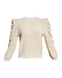 FRAME Shirred-Sleeve Cashmere Sweater at Neiman Marcus