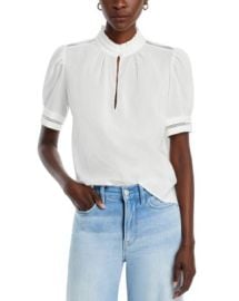 FRAME Short Sleeve Ruffled Collar Top Bloomingdales at Bloomingdales