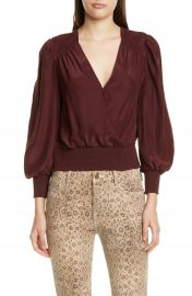 FRAME Smocked Hem Surplice Silk Top  Nordstrom Exclusive    Nordstrom at Nordstrom