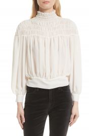 FRAME Smocked Tie Back Blouse at Nordstrom