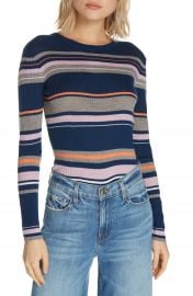 FRAME Stripe Crewneck Merino Wool Blend Sweater   Nordstrom at Nordstrom