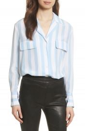 FRAME Stripe Pocket Silk Blouse at Nordstrom