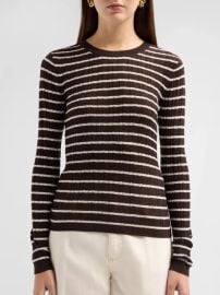 FRAME Stripe Pointelle Crewneck Top | Saks Fifth Avenue at Saks Fifth Avenue