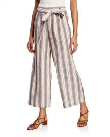 FRAME Striped Clean Linen Pants at Neiman Marcus