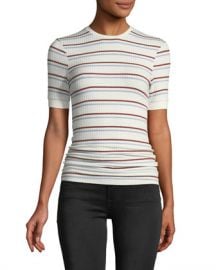 FRAME Striped Short-Sleeve Ribbed Tee at Neiman Marcus