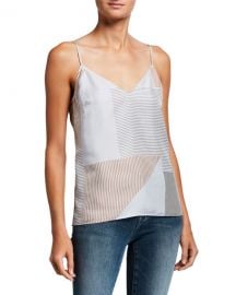 FRAME Striped V-Neck Silk Cami at Neiman Marcus