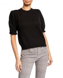 FRAME Sustainable Cashmere Shirred Short-Sleeve Sweater at Neiman Marcus