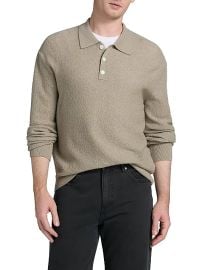 FRAME Textured Wool Long-Sleeve Polo Sweater | Saks Fifth Avenue at Saks Fifth Avenue