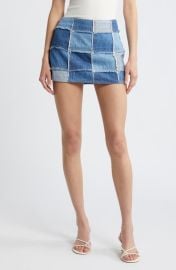 FRAME The \'70s Patchwork Denim Miniskirt at Nordstrom