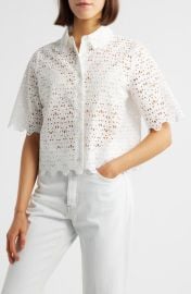 FRAME The Deco Cotton Eyelet Button-Up Shirt at Nordstrom