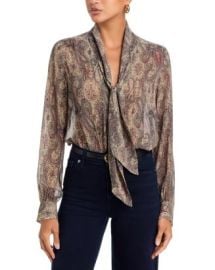 FRAME The Paisley Silk Tie Blouse Bloomingdalex27s Women at Bloomingdales