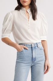 FRAME The Ruffle Collar Top in White at Nordstrom Rack at Nordstrom Rack