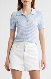 FRAME The Smock Silk & Cotton Polo Sweater at Nordstrom