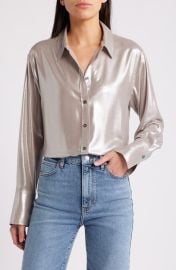 FRAME The Standard Lamé Button-Up Shirt at Nordstrom