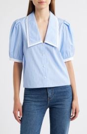 FRAME The Stripe Cotton Sailor Button-Up Shirt at Nordstrom