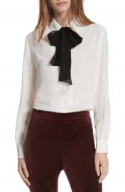 FRAME Tie Neck Silk Blouse at Nordstrom