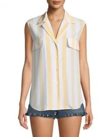 FRAME True Striped Sleeveless Silk Shirt   Neiman Marcus at Neiman Marcus