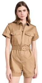 FRAME Utility Short Jumpsuit Khaki Tan XL at Shopbop