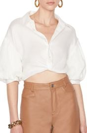 FRAME Voluminous Twist Crop Blouse at Nordstrom