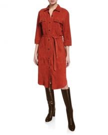 FRAMEBelted Suede Military Shirt Dress at Neiman Marcus