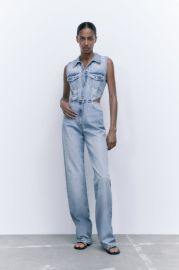 FULL LENGTH CUT OUT DENIM JUMPSUIT - Light blue   United States at Zara