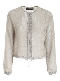 Fabiana Filippi Mesh effect jacket with sequins in beige GCD271B721C702VRU at THEBS