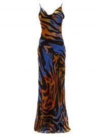 Fabienne zebra-print open-back chiffon slip dress at Matches