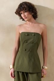 Fable | Olive Pinstripe Bandeau Tailored-Top at Club L London