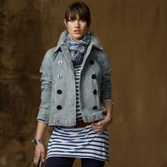 Faded denim pea coat at Ralph Lauren