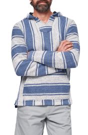 Faherty Cascade Stripe Cotton Hoodie in Cream With Blue Stripe  at Nordstrom