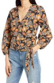 Faherty Seraphina Floral Twill Wrap Blouse at Nordstrom Rack