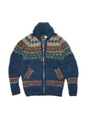 Fair Isle 3 Zipper Cardigan - Dk real Indigo at CHAMULA