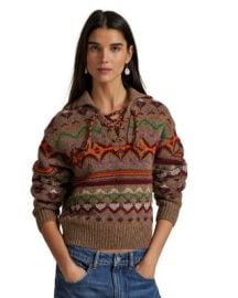 Fair Isle Lace Up Wool Sweater at Bloomingdales