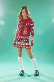 Fair Isle Reindeer Holiday Sweater Dress at Forever 21